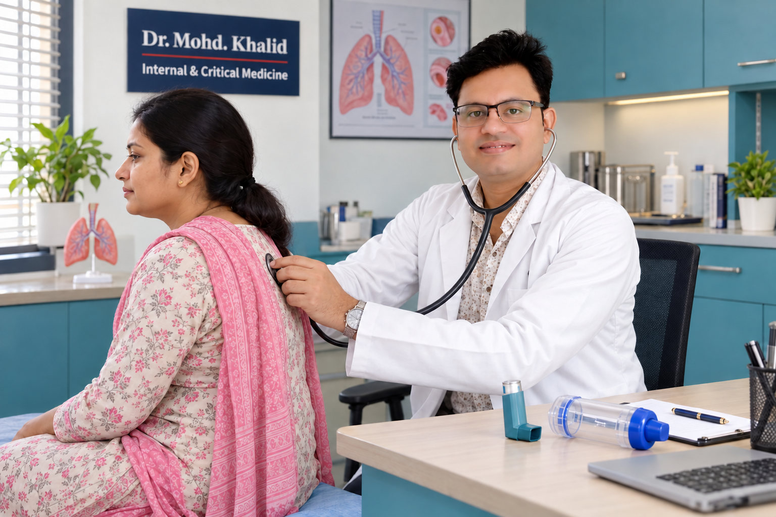 Respiratory examination — AI-generated consultation illustration